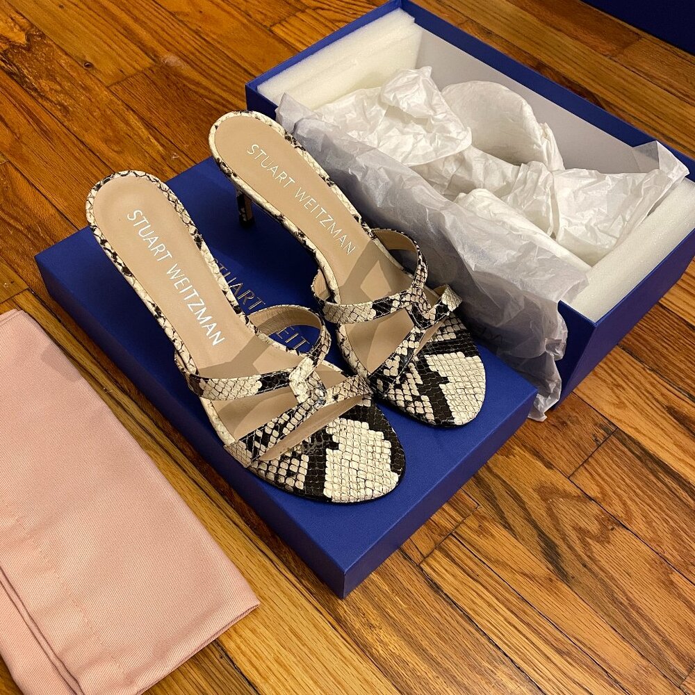 stuart weitzman snakeskin sandals pumps Printed Python boa SOIREE SLEEK 75